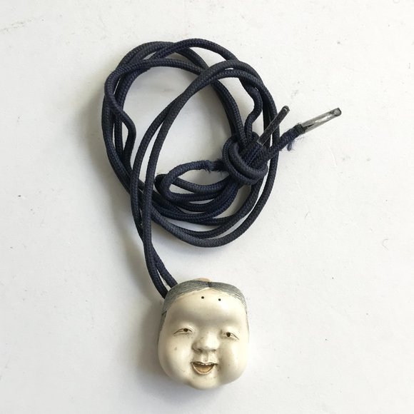 MMA Metropolitan Museum of Art Japanese Face Mask Netsuke Style Pendant on Cord - Picture 1 of 7